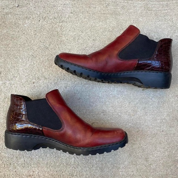 Rieker Shoes - Rieker Warm Lined Red Booties